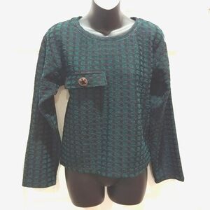 Zara Longsleeve Boxy Green sweater looks checked, morocco, Size small